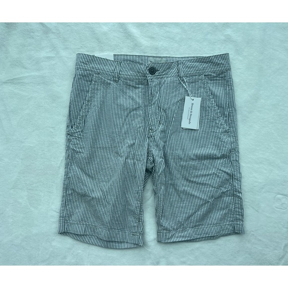 Bruun & Stengade Shorts Size 33 NWT Striped Green & White Cotton Summer Slim Fit - Picture 1 of 10